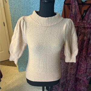 Free People Beige Cropped Sweater Short Sleeve Size XS Preloved